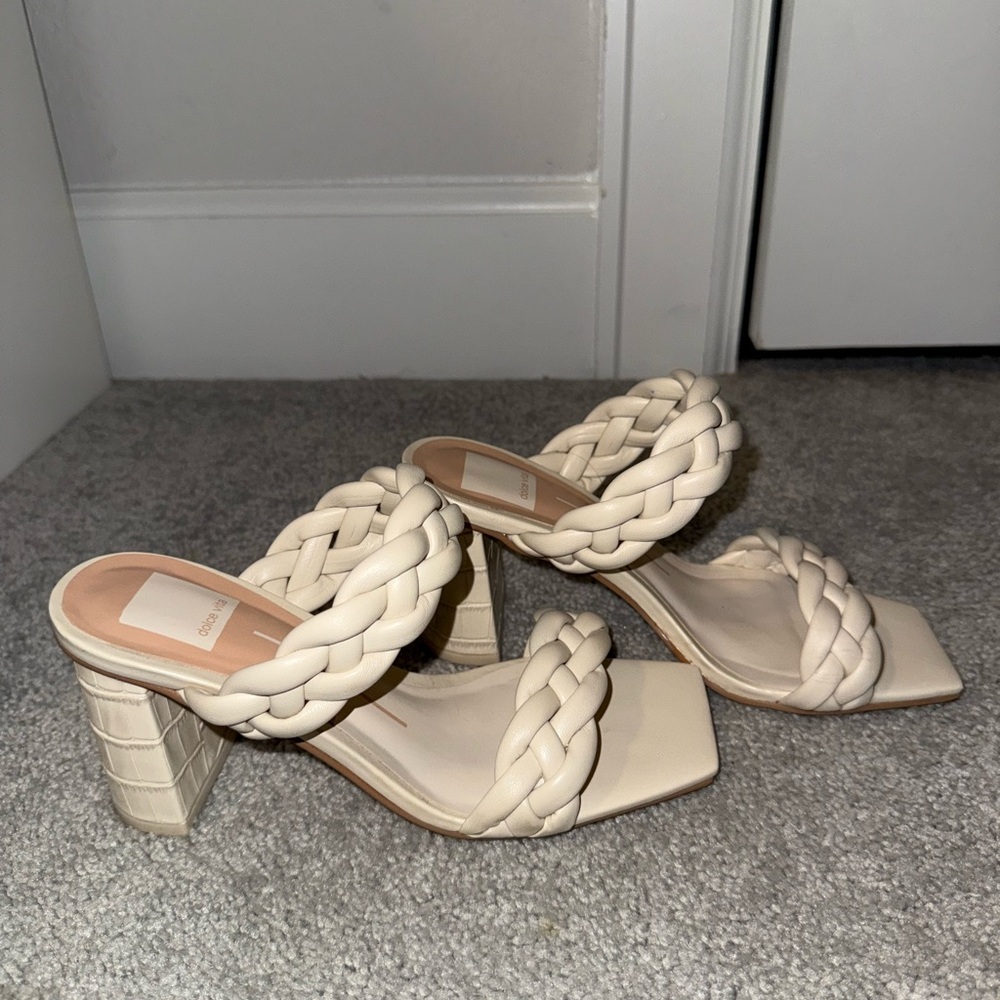Dolce Vita Elegant Cream Braided Women's Block Heels